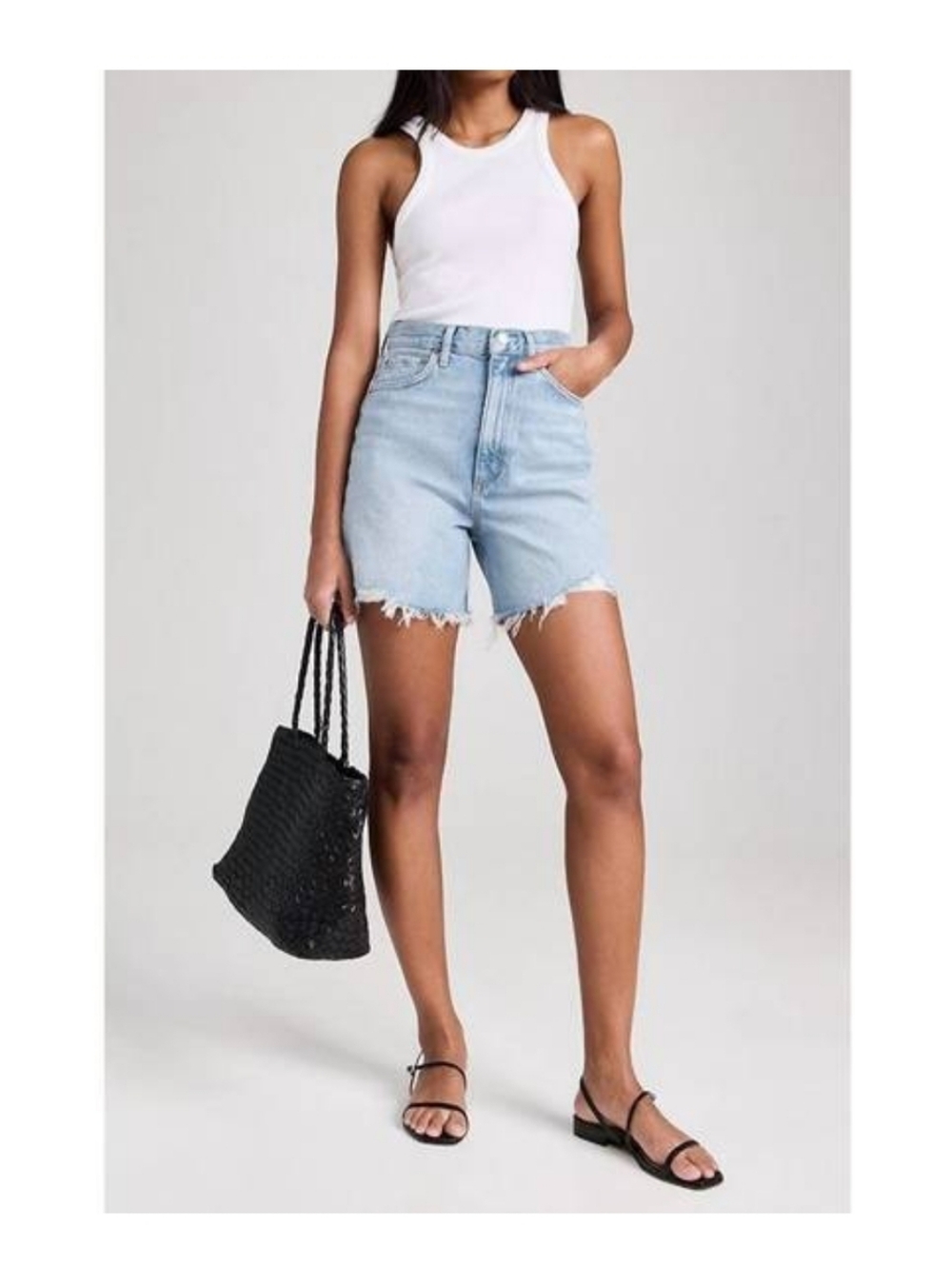 Agolde Light Blue High-Rise Denim Shorts